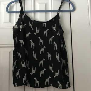 Flowy Black Giraffe Print Thin Strap Blouse